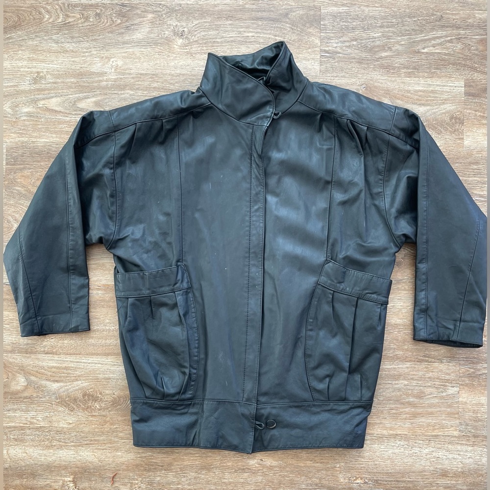 Vintage Pelle New York Milano Women's Black Genuine Leather Coat Size Medium